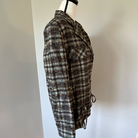 Cider plaid pattern ruched blazer with shoulder pads in a size large - Picture 4 of 16